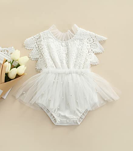 Newborn Baby Girl Lace Rompers Birthday Princess Dress Mesh Jumpsuits Tulle One-Piece Headband Summer Onesie2