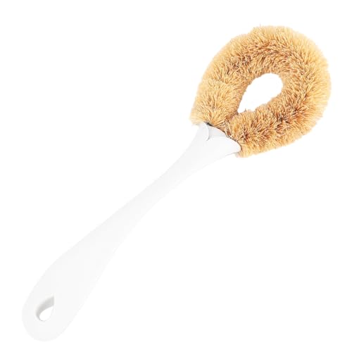 WOFASHPURET Household Coconut Fibre Pot Brush with Long Handle Dish for Pots Plates and Kitchen Utensils Non Scratch Scrubbing Surface Comfortable Storage