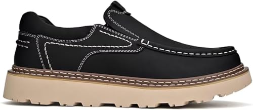 Leather Loafers Retro Work Shoes One Foot Stirrup Men's Autumn Low Top Thick Bottom Big Head Shock Absorbing Breathable Urban Outdoor - Main Image