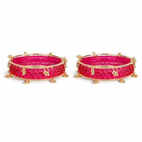 Image of Shining Diva Fashion 16 Pcs Trendy Stylish Glass & Kashmiri Ghungroo Bangles Set for Women & Girls | Traditional Festive Wedding Party Jewellery