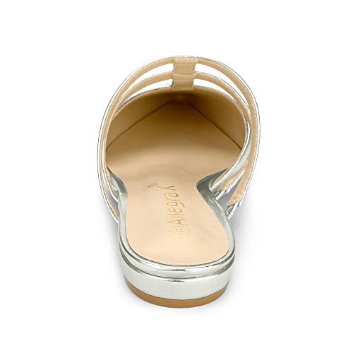 Allegra K Allegra K Women's Glitter Pointed Toe Silver Flats Mules - 5 M US