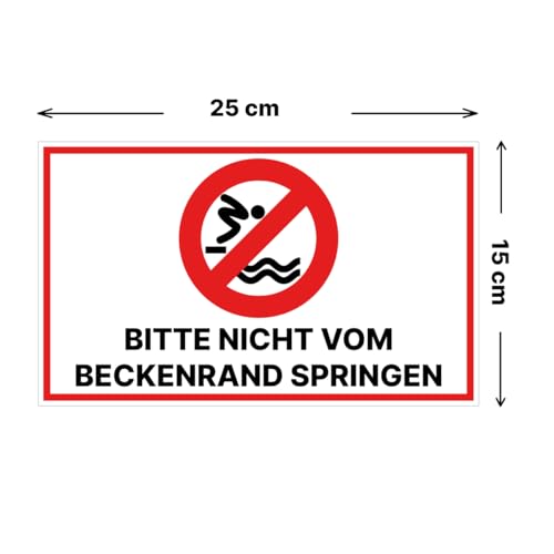 Schild Nicht vom Beckenrand springen Schwimmbad Hinweisschild Alu/Dipond inkl. Klebepads 25x15 cm