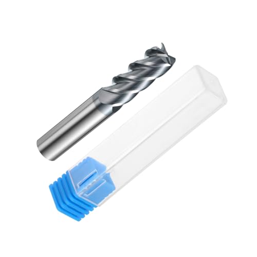 Image of HARFINGTON Carbide Square Nose End Mill Bit 1 /2 inch Cut Dia 4 Flutes TiAlN Coated Milling Cutter for Hardened Steel Metal (1 /2 inch Shank 1-1 /4 inch Cut Length 3 inch Long 45 Degree Helix HRC49-51)
