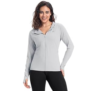 33,000ft Women’s UPF 50+ Hoodie Jacket Lightweight Long Sleeve Sun Protection Shirt Full Zip Up Breathable Sportwear with Thumb Holes for Hiking Running Outdoor