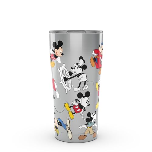 Tervis Disney Mickey Mouse 90th Birthday Triple Walled Insulated Tumbler Travel Cup Keeps Drinks Cold & Hot, 20oz Legacy, Stainless Steel