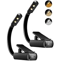 Ohsilv 2 Pack Book Light Rechargeable Reading Light with Clip 3 Color & Stepless Dimming Brightness, Up to 60 Hours Lighting