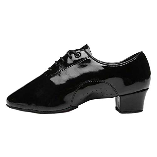 Deylaying Hombres Chicos Zapatos de Bailes Latinos Shoes de Cuero de PU del Adulto - Punta Redonda Suela de Gamuza Salón de Baile Tango Rumba Cordón Rendimiento Partido Calzado