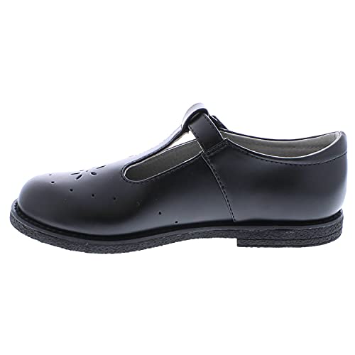 FOOTMATES Sherry BTS Leather T-Strap Mary Jane Flats Girls Dress Shoes with Wide Toe Box and Custom-Fit Insoles, Non-Marking Outsoles - for Little Kids and Big Kids, Ages 4-122