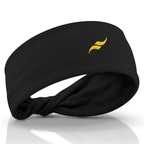 Organic Fitness Fabrixx - Premium Gym Headband Made with Organic Cotton, Sweatband Headband with a Stylish Twist for Men and Women - Obsidian Black