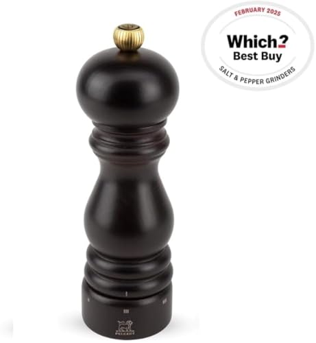 PEUGEOT - Paris u'Select 18 cm Pepper Mill - 6 Predefined Grind Settings - Made with PEFC Certified Wood - Made in France - Chocolate Colour