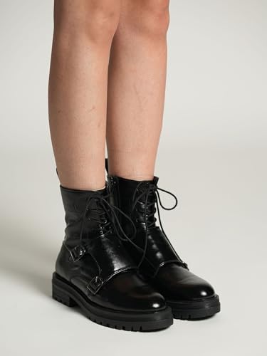 Image of Theater Women Sabbath Boots | Lace-Up Chunky Sole with Adjustable Buckles | Stylish Durable Boots for Casual, Travel & Winter Wear