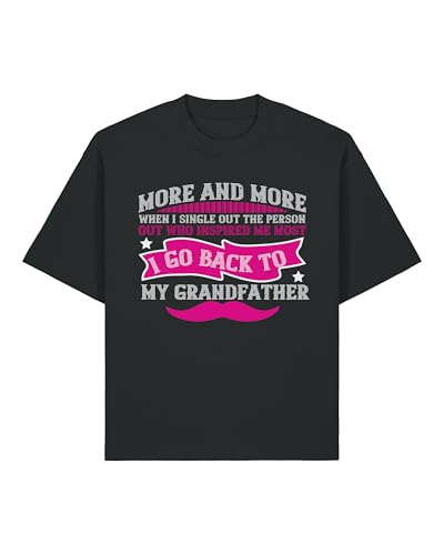 Grandfather Inspired Me Slogan Father's Day Unisex Heavyweight Cotton T-Shirt Black, Schwarz , XXL Plus Tall