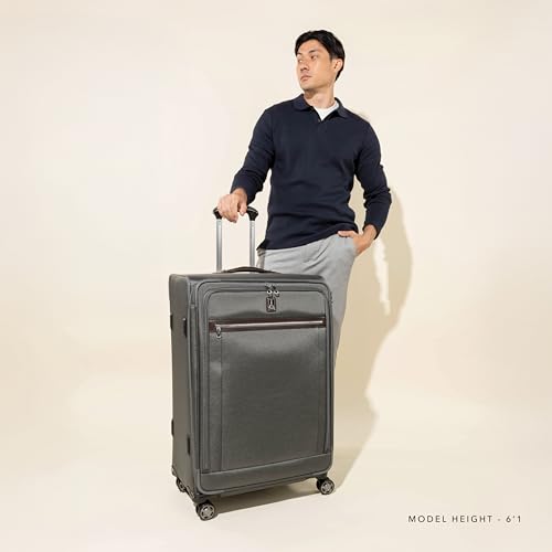 Image of Travelpro Platinum Elite Softside Expandable Checked Luggage, 8 Wheel Spinner Large Suitcase, TSA Lock, Men and Women, Coastal Blue, Checked Large 29-Inch