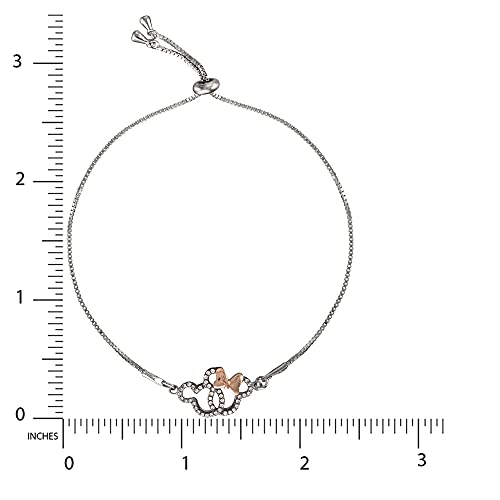 Disney Interlocking Mickey And Minnie Mouse Two Tone Cubic Zirconia Lariat Bracelet, Sterling Silver #TOP4