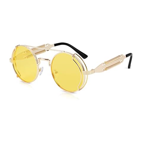 Karsaer Steampunk Sunglasses Hippie Glasses Retro Round Metal Frame Women Men Cover