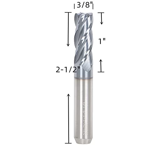 Image of waltyotur 3 /8 Inch End Mill 0.020 Corner Radius 1 Inch Cutting Length x 2-1 /2 Inch Overall Length x 3 /8 Inch Shank Diameter for Alloy /Hardened Steel 1Pcs