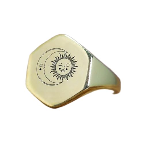 Bague soleil et lune hexagonale hypoallergénique en argent pour en finir avec les allergies