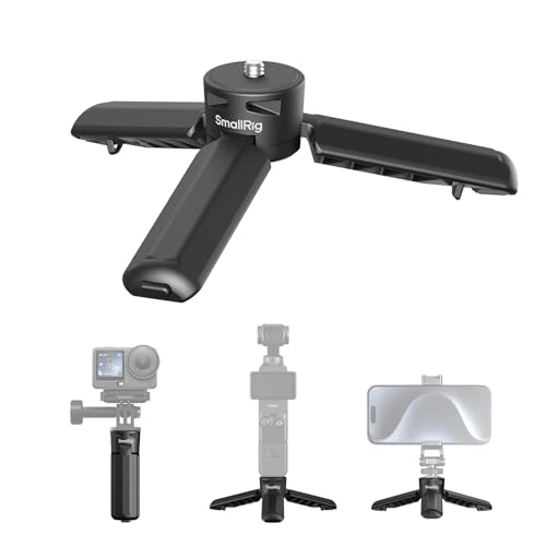 SMALLRIG Mini-Stativ mit One-Touch-Auslösung für DJI Osmo Pocket 4P/4/3 Action 6/5 Pro/4/Nano für Insta360 Luna Ultra Stativ& Handgriff mit 1/4-20 Gewinde für Action-Kameras & Smartphones 6049