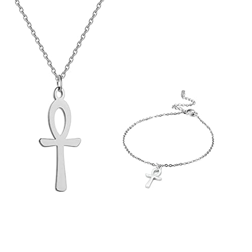 Collier croix Ankh femmes pendentif acier inoxydable symbole vie bijoux égyptiens fins