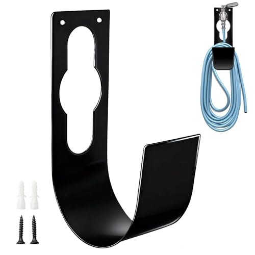 Image of SupKing Hose Hanger Heavy Duty Hose Holder,Garden Hose Reel, Metal Wall Mount Fit to100ft Expandable Watering Hose(Black)