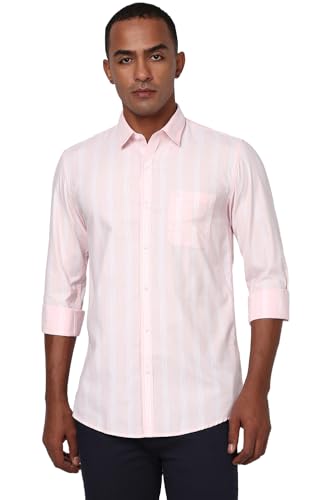 Image of Peter England Men Cotton Slim Fit Stripe Shirt