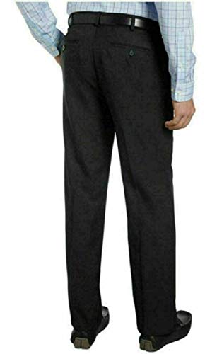 IZOD Men's Flat Front Straight Fit No Iron Dress Pant (Black, 36W x 32L)2