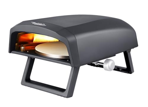 Reber - Horno de pizza con plato giratorio VMP 12 AS, alimentado por gas GLP, 4 kW, 13650 BTU, color negro