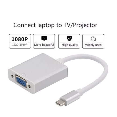 Image of FORIDA USB-C to VGA Adapter | Type-C to VGA Converter | 1080P Full HD | Plug & Play | Compatible with MacBook Pro Air, iPad Pro, Chromebook, Surface, iPhone 15