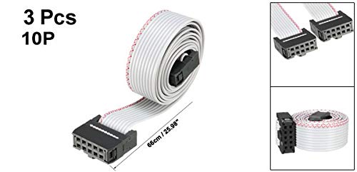 Wiring Connecting Terminals - 3 Pcs IDC Rainbow Color/Gray 10 Pins 48/66cm Long 2.54mm Pitch Wire Flat Multicolored Flexible Ribbon Jumper Cable - (Color: 66cm Gray)
