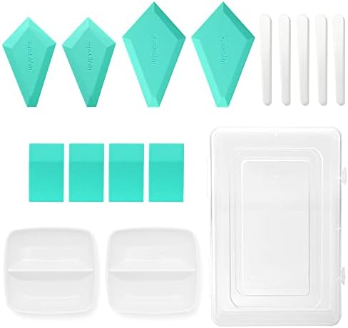 Umytransfer Self Adhesive Stencil Printing Starter kit for Chalk Paste Transfer, Screen Printing Accessories Include 4 Mini Squeegees, 4 Angled Squeegees, 5 Stir Sticks and 2 Color Trays Pack of 15