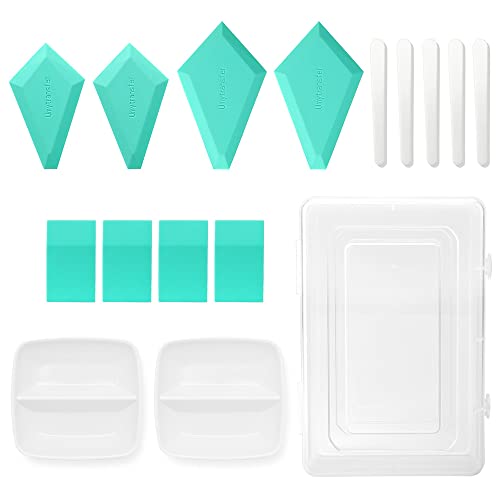 Umytransfer Self Adhesive Stencil Printing Starter Kit For Chalk Paste Transfer, Screen Printing Accessories Include 4 Mini Squeegees, 4 Angled Squeegees, 5 Stir Sticks And 2 Color Trays Pack Of 15 #TOP25