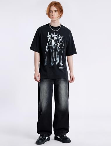 Aelfric Eden Graphic Tees Men Oversized Doberman Shirt Washed Vintage Streetwear Casual Summer Tops T-Shirt Unisex3