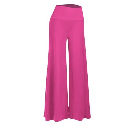 Arolina Women's Stretchy Wide Leg Palazzo Lounge Pants Casual Comfy High Waist Palazzo Pants Medium Hotpink