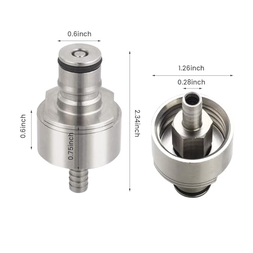 MRbrew Stainless Steel Carbonation Cap, Ball Lock Keg Post 5/16'' Beer Line Nipple Barb & CO2 Coupling for Soda Drink, PET Bottles Counter Pressure Bottle Filling Cap with Gasket & O-Rings