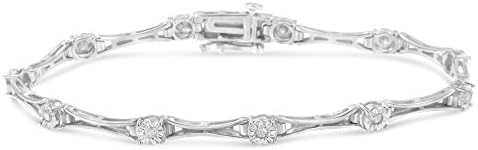 Original Classics .925 Sterling Silver 1/4 Cttw Diamond Miracle-Set Flared-Bar 7" Link-Style Tennis Bracelet (I-J Color, I3 Clarity)