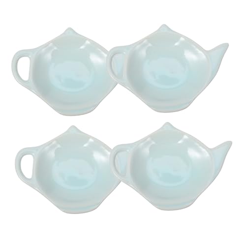 OFFSCH 4Pcs Teapot Shaped Ceramic Tea Bag Holders Versatile Dipping Plates and Coasters for Home Restaurant and Tearoom Use Functional Kitchen Accessory