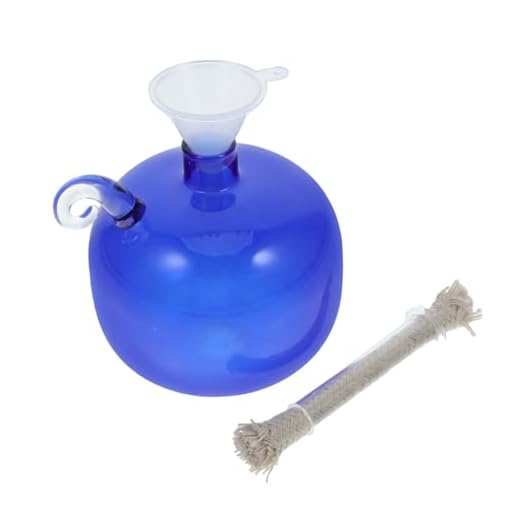 Vaguelly lampe à huile en verre bougies à l'huile lampe à pluie d'huile bougie à l'huile huile de paraffine liquide lampe à huile de chambre lampe à pétrole lampe liquide Un verre Bleu