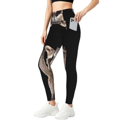 Pantalones de yoga para mujer Racoons con bolsillo y cintura alta