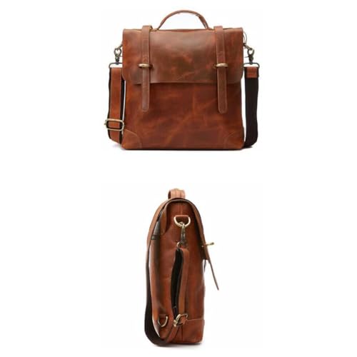 Mens Luggage Handbags Briefcases Laptop Bags Genuine Leather Messenger Shoulder Bags Casual Daypacks(Yellow)2