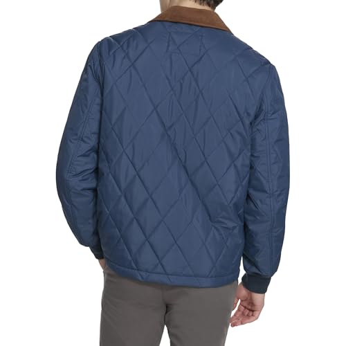 DOCKERS Men's Diamond Quilted Jacket with Corduroy Collar4