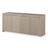 Maven Lane Iris Contemporary Large Wooden Sideboard, Accent Buffet Server Table with Doors for Kitchen or Living Room in Refined White Finish