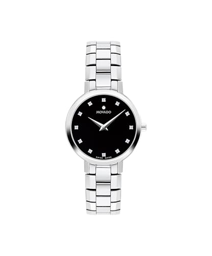 Movado Faceto Women's Swiss Quartz Watch - Stainless Steel, Link Bracelet - Water Resistance 3ATM/30 Meters - Classic Luxury Timepiece - Gift for Her -28mm