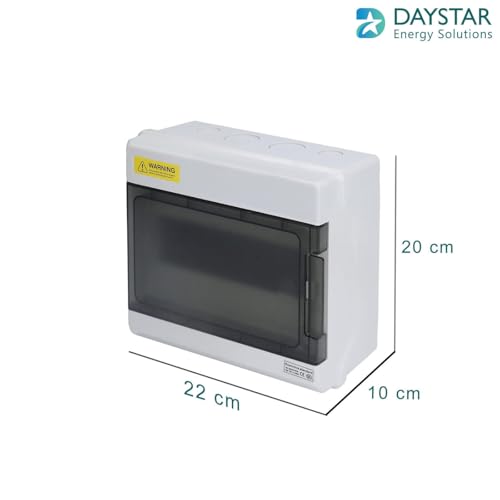 Image of Daystar Solutions Weatherproof IP65 MCB Box with PVC Enclosure and Open-Type Cover for Outdoor Power Distribution | Rated Heavy Quality ABS Plastic material | With Din Rail | Pack of 1 | 9 Way MCB Box