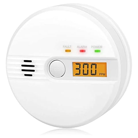 Kohlenmonoxid Warnmelder LCD Anzeige CO Melder 85Db Alarm Kohlenmonoxidsensor Kohlenmonoxid Melder mit Prüftaste Batteriebetrieb Cover