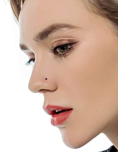Tornito 20G 36Pcs Stainless Steel L Bone Screw Shaped Nose Ring Cz Nose Stud Retainer Labret Nose Piercing Jewelry For Women Men Black Tone #TOP2