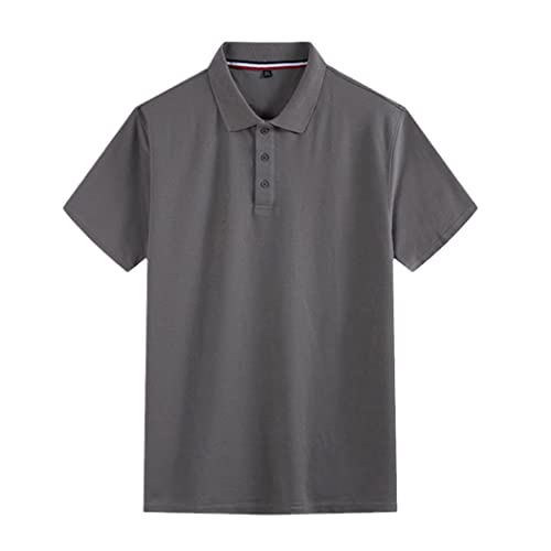 Polo homme ample manches courtes gris 6XL vêtement grande taille uni sans poche