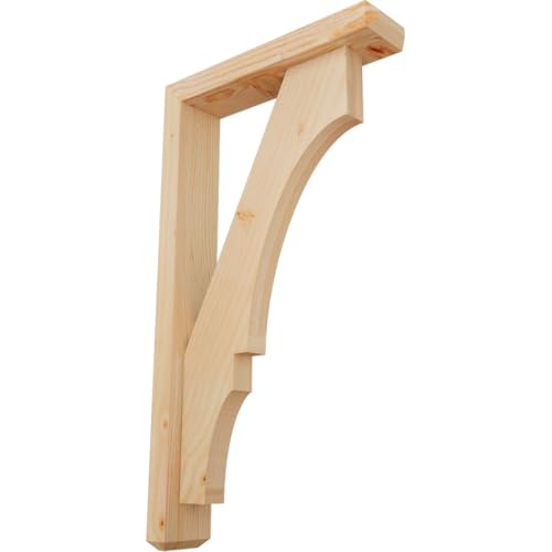 3 1/2"W x 16"D x 28"H Balboa Craftsman Smooth Bracket w/Offset Brace, Douglas Fir