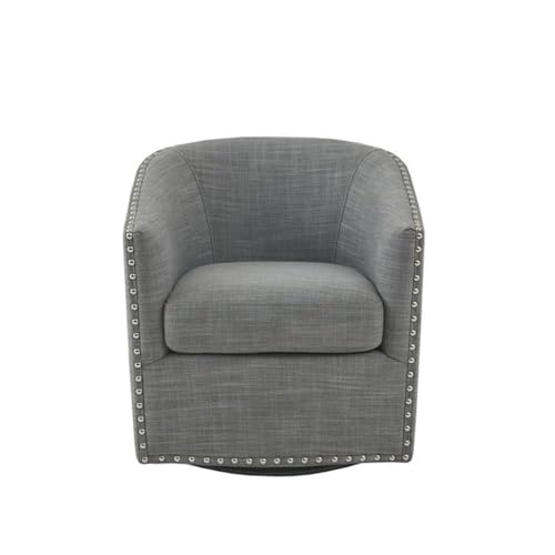 Sillón Giratorio Barrel Gris con Base Madera y Metal miniatura 5