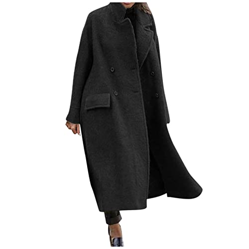 Aazjss Flannel Jacket Women Womens Coats Wool Blend Casual Lapel Button Down Shacket Jacket Fall Peacoat Winter Elegant Notched Collar Outwear Black Medium #TOP11