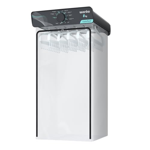 Secadora de Roupas de Parede Wanke Comfort 8kg 220V Grafite com 8 Programas de Secagem, Timer até 120 Min, Painel Inclinado e 6 Cabides Multifuncionais